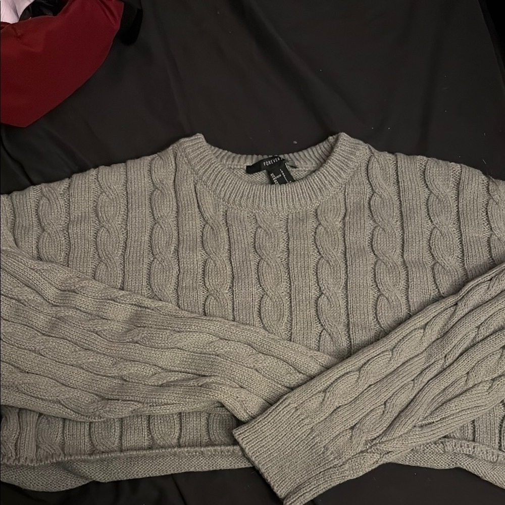 Gray Cable Knit Sweater